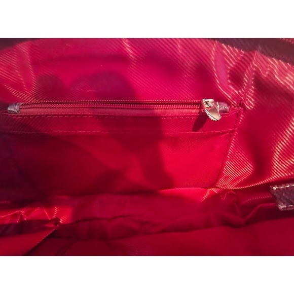 Unique Retro Burgundy Snakeskin Style Fan Shape Handbag‎ Women's - Picture 7 of 11